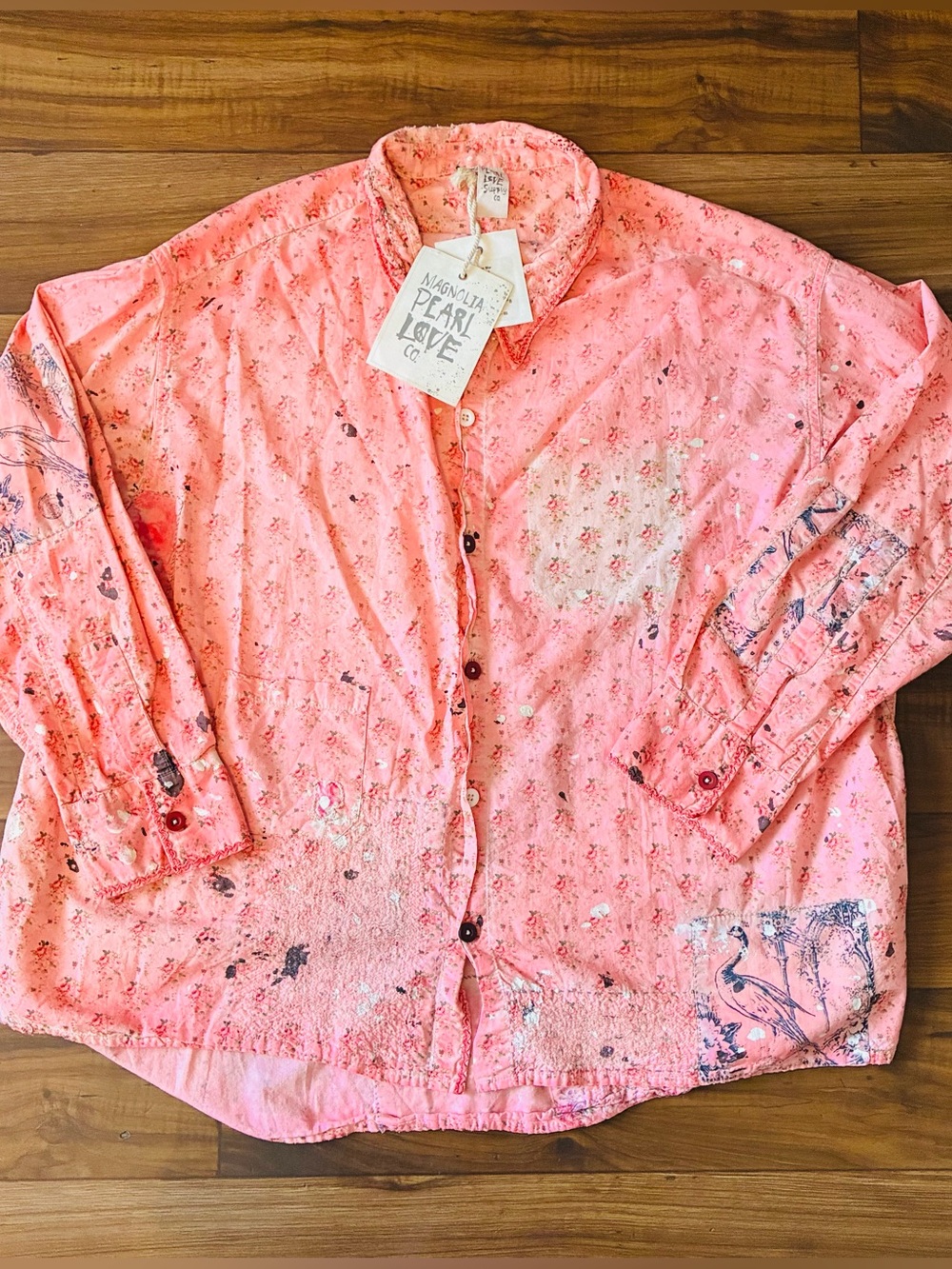 Magnolia Pearl Love Co. Pink Mixed Button Up Women’s One Size NWT